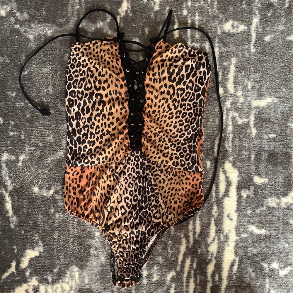 Cheetah lace up body suit